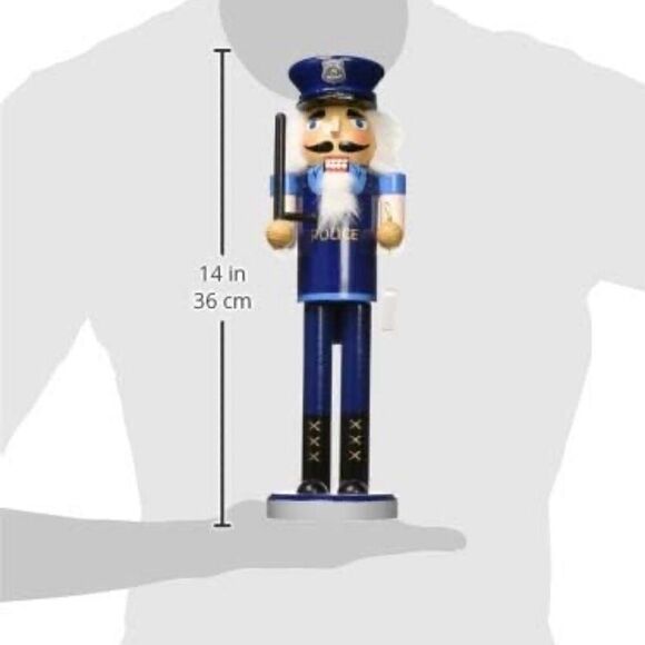 Policeman Santa Wood Nutcracker 15” Women Kids Men’s Christmas Home Decor New - Picture 6 of 6